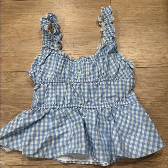 Sunday Best Blue Checkered Ruffle Camisole - Picture 2 of 3